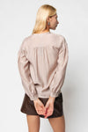 Long Sleeve Half Button Front Blouse