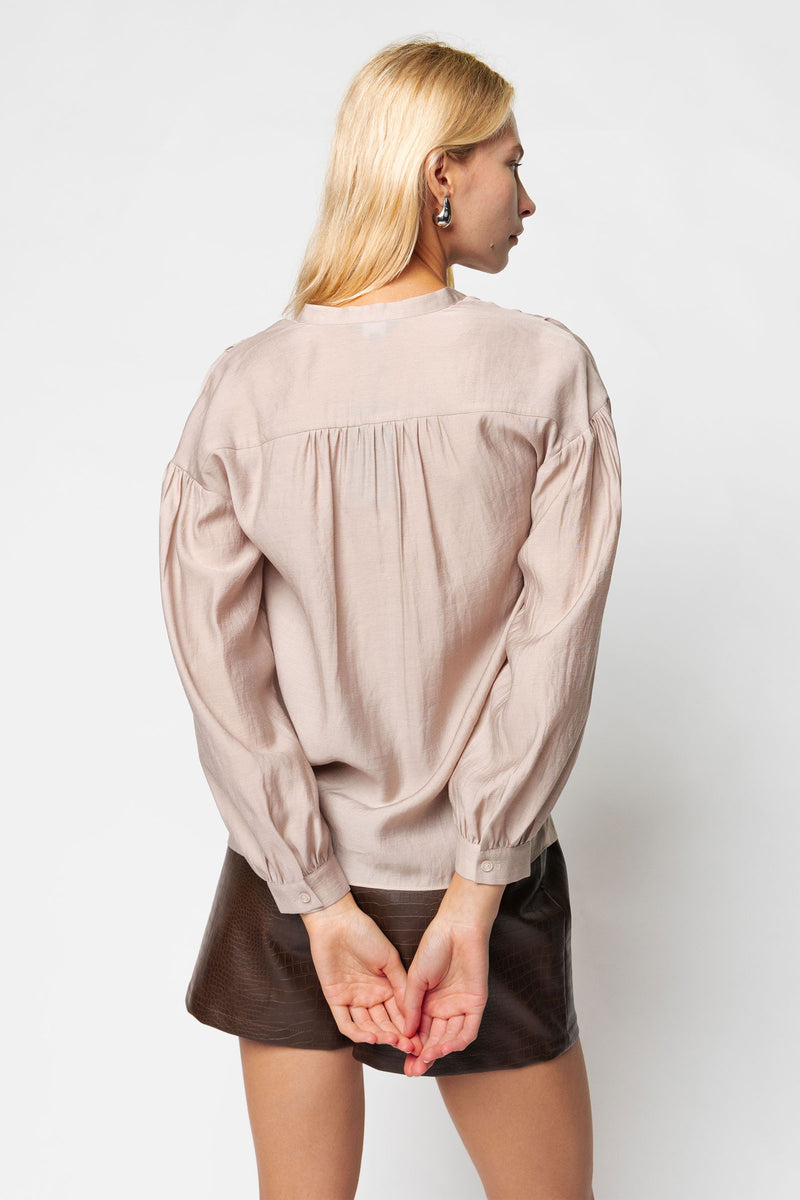 Long Sleeve Half Button Front Blouse