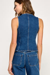 Fitted Button Denim Top