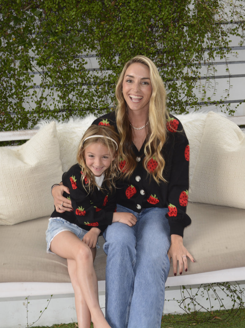 Picking Strawberries Cardigan Sweater Mommy Daughter Bundle