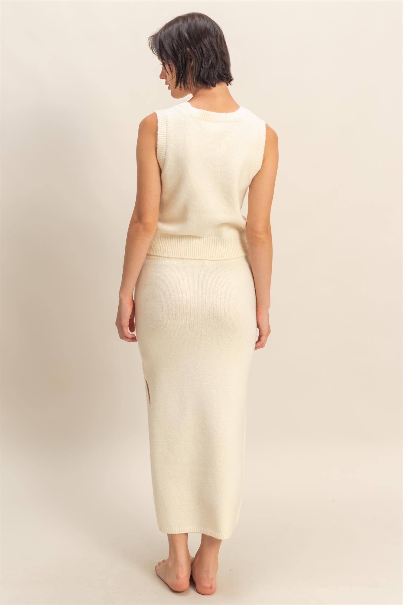 Sweater Vest and Midi Skirt Set Final Sale XSmall / Cream Sweater Vest and Midi Skirt Set Final Sale XSmall / Cream