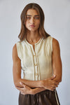All Natural Button Front Sweater Vest