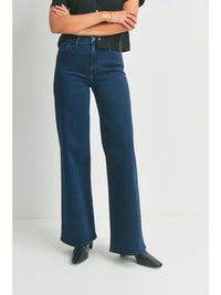 Delaney Wide Leg Palazzo Jean in Dark Denim