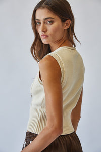 All Natural Button Front Sweater Vest
