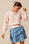 Adrienne Pearl Embelished Sweater in Blush