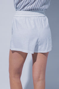Linen & Libre Drawstring Shorts in White