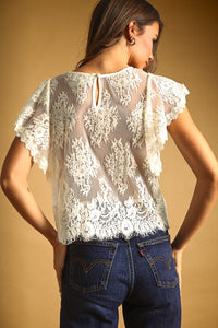 Elara Sheer Floral Lace Overlay Top