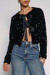 Sequin Bow Jacket in Black