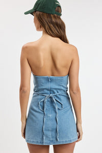 Denim Days Strapless Waist Tie Mini Dress