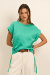 Rachel Tie Side Tee Top In Emerald