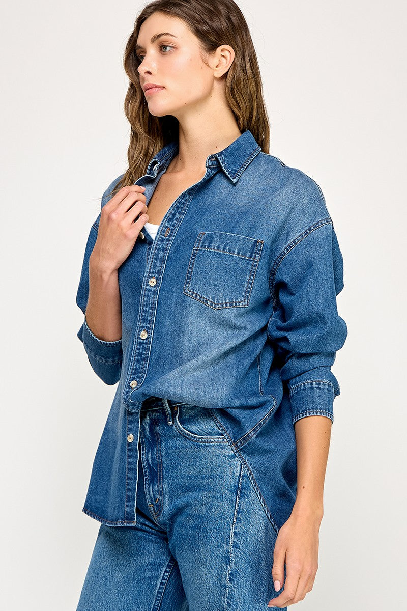 Classic Denim Button Up Top