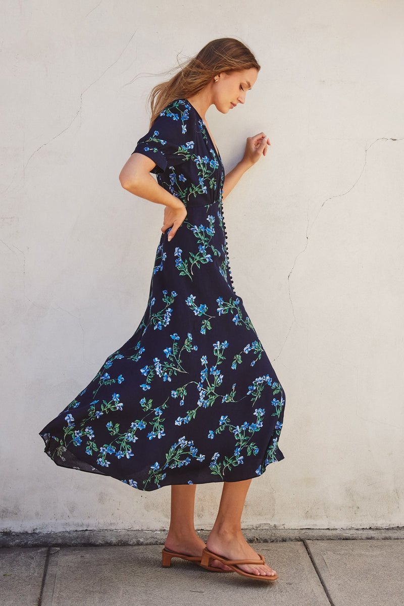 Midnight Blue Floral Maxi Dress