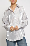 Shimmer Tonight Iridescent Button Down In Silver