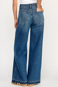 Raw Hem Wide Leg Jeam