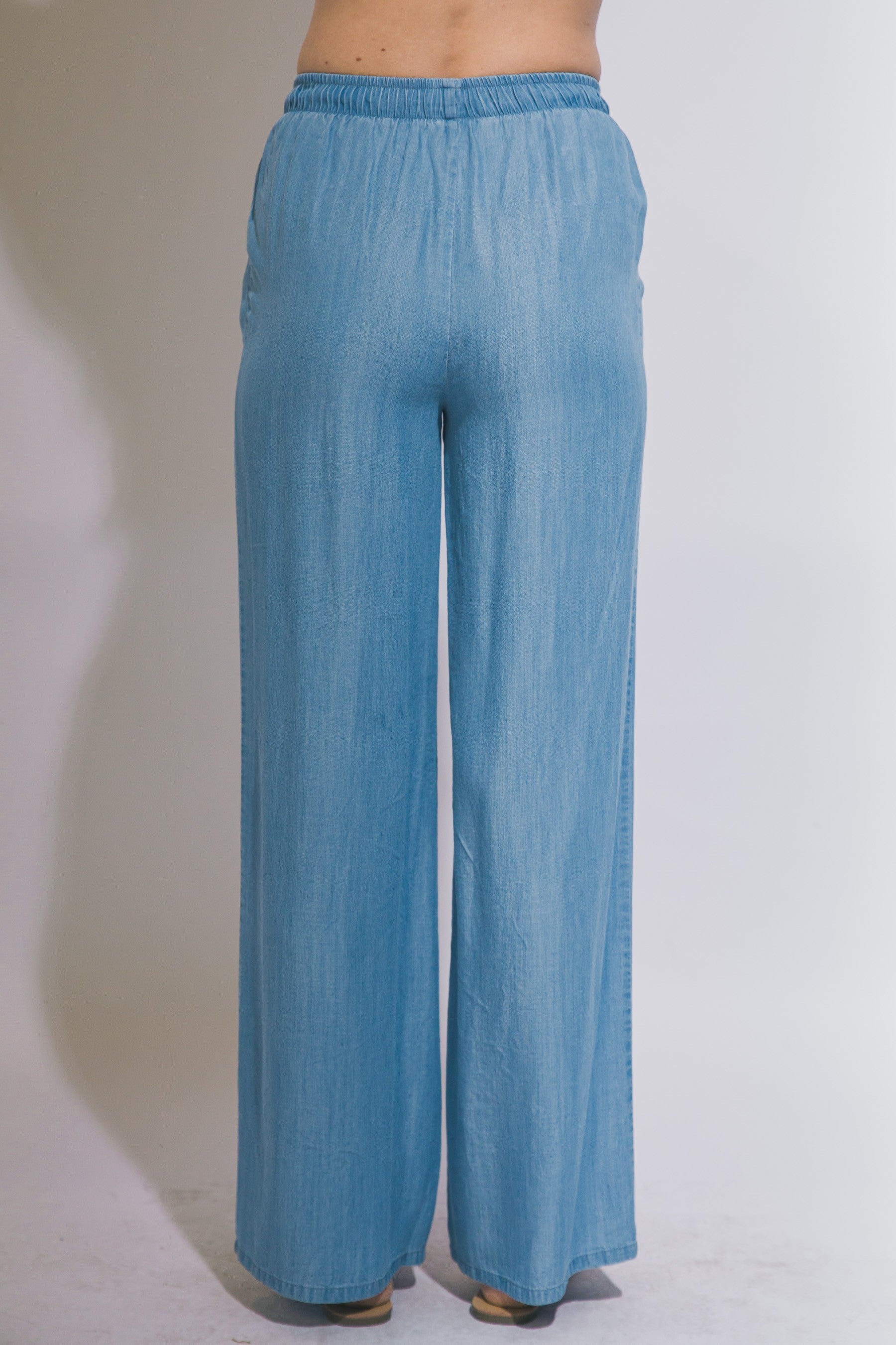 Sunday Stroll Tencel Wide Leg Pants in Light Blue