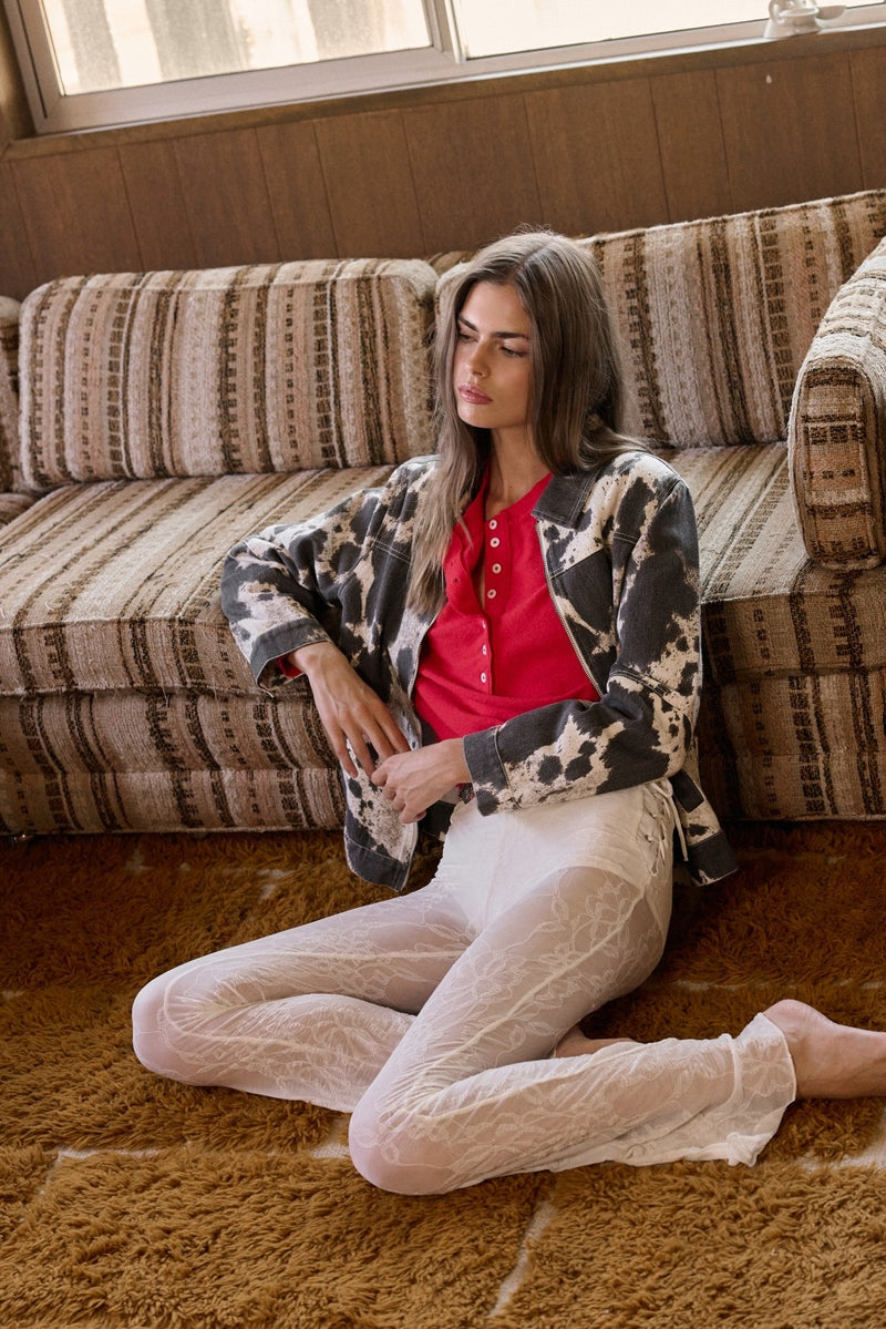 Animal Print Zip Front Jacket