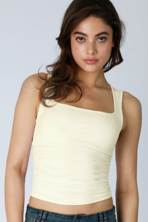 Square Neck Rouched Sides More Colors