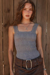 Seamless Textured  Square Neck Tank Top MORE COLORS