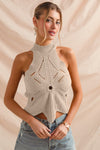 Flower Shape Halter Sweater Tank  MORE COLORS
