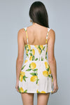 Linen Blend Picking Lemon Micro Mini Dress