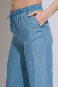 Sunday Stroll Tencel Wide Leg Pants in Light Blue
