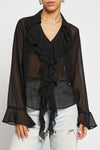 Blake Ruffle Front Sheer Blouse