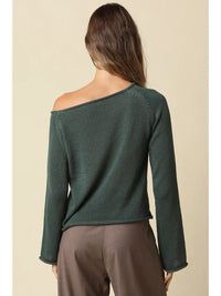 Sienna One Shoulder Knit Top in Hunter Green