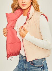 The Reversible Puffer Vest in Hibiscus