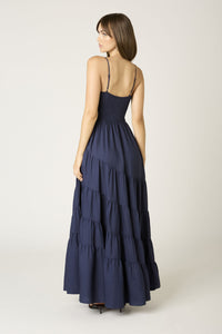 Twist Front Solid Maxi Dress in Navy