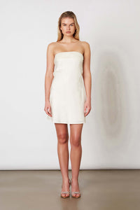 The Flirt Open Back with Strap Micro Mini Dress in Ivory