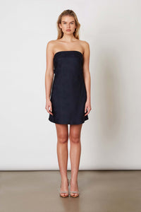 The Flirt Open Back with Strap Micro Mini Dress in Midnight FINAL SALE