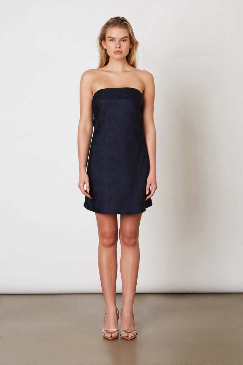 The Flirt Open Back with Strap Micro Mini Dress in Midnight FINAL SALE