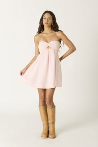 Belle Strapless Mini Dress in Pink