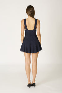 Ibiza Textured Mini Dress in Navy