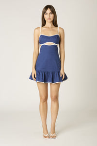 Blue for you Contrast Pipping Mini Dress