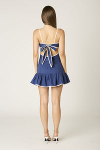 Blue for you Contrast Pipping Mini Dress