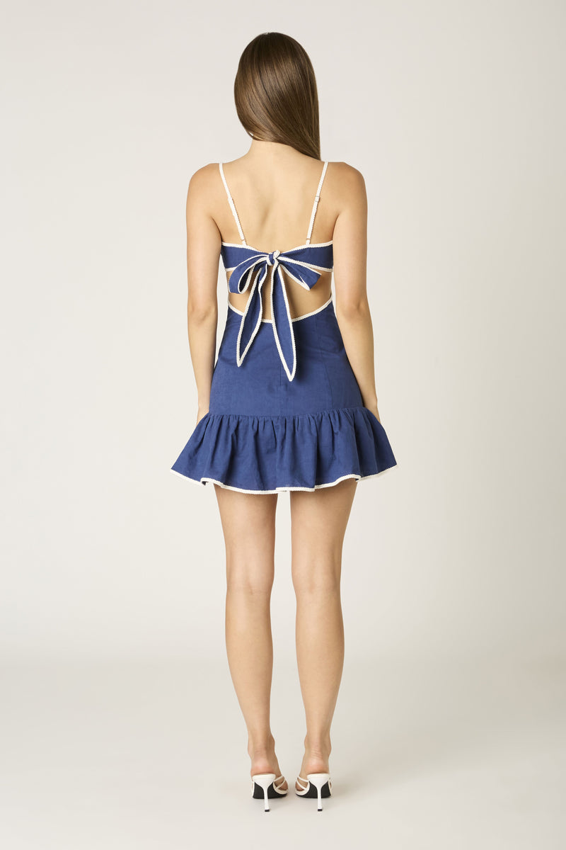 Blue for you Contrast Pipping Mini Dress