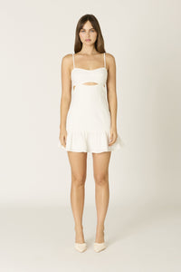 Lizza Contrast Trim Mini Dress in White