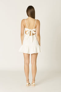 Lizza Contrast Trim Mini Dress in White