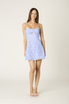Strapless Lace Mini Dress in Periwinkle