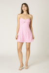 Strapless Lace Mini Dress in Pink