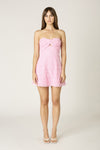 Strapless Lace Mini Dress in Pink