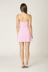 Strapless Lace Mini Dress in Pink