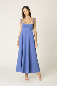 Twist Front Maxi Dress in Blue