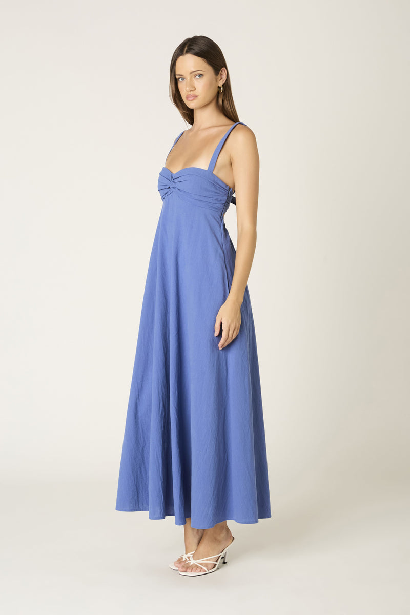 Twist Front Maxi Dress in Blue
