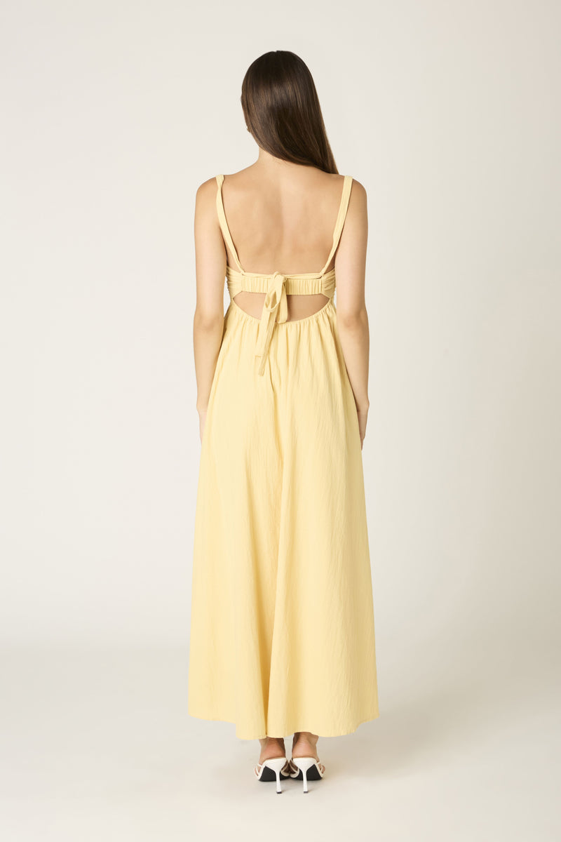 Twist Front Maxi Dress in Butter Yellow