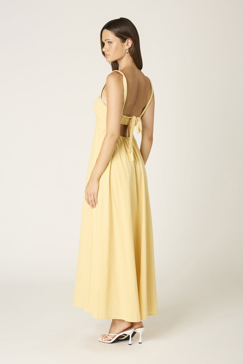 Twist Front Maxi Dress in Butter Yellow