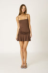 Stretchy Jersey Mini Dress in Chocolate