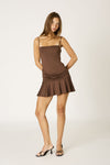 Stretchy Jersey Mini Dress in Chocolate