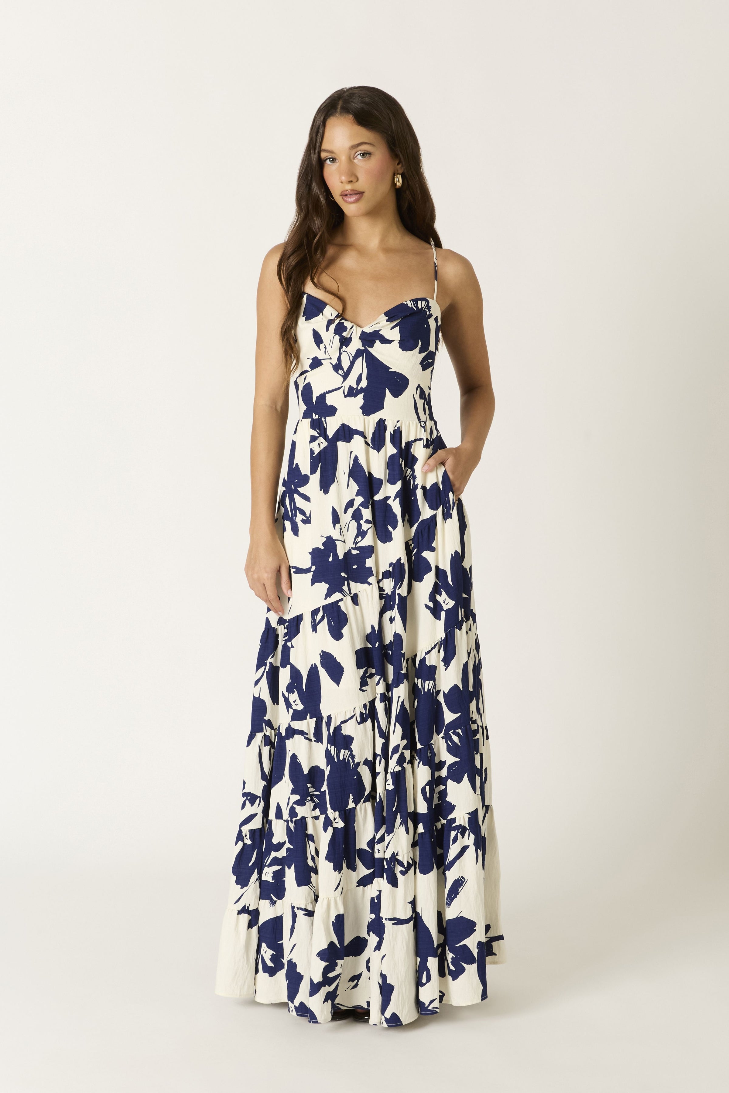 Leilani Floral Maxi Dress in Navy